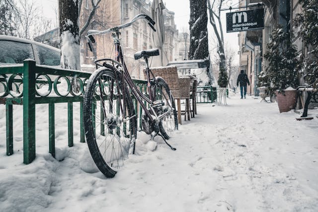 sidewalk covered in snow